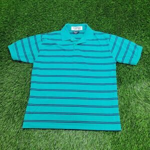 Vintage 90s MOD Stripes Polo Shirt M/L 21x25 Blue Wentworth
